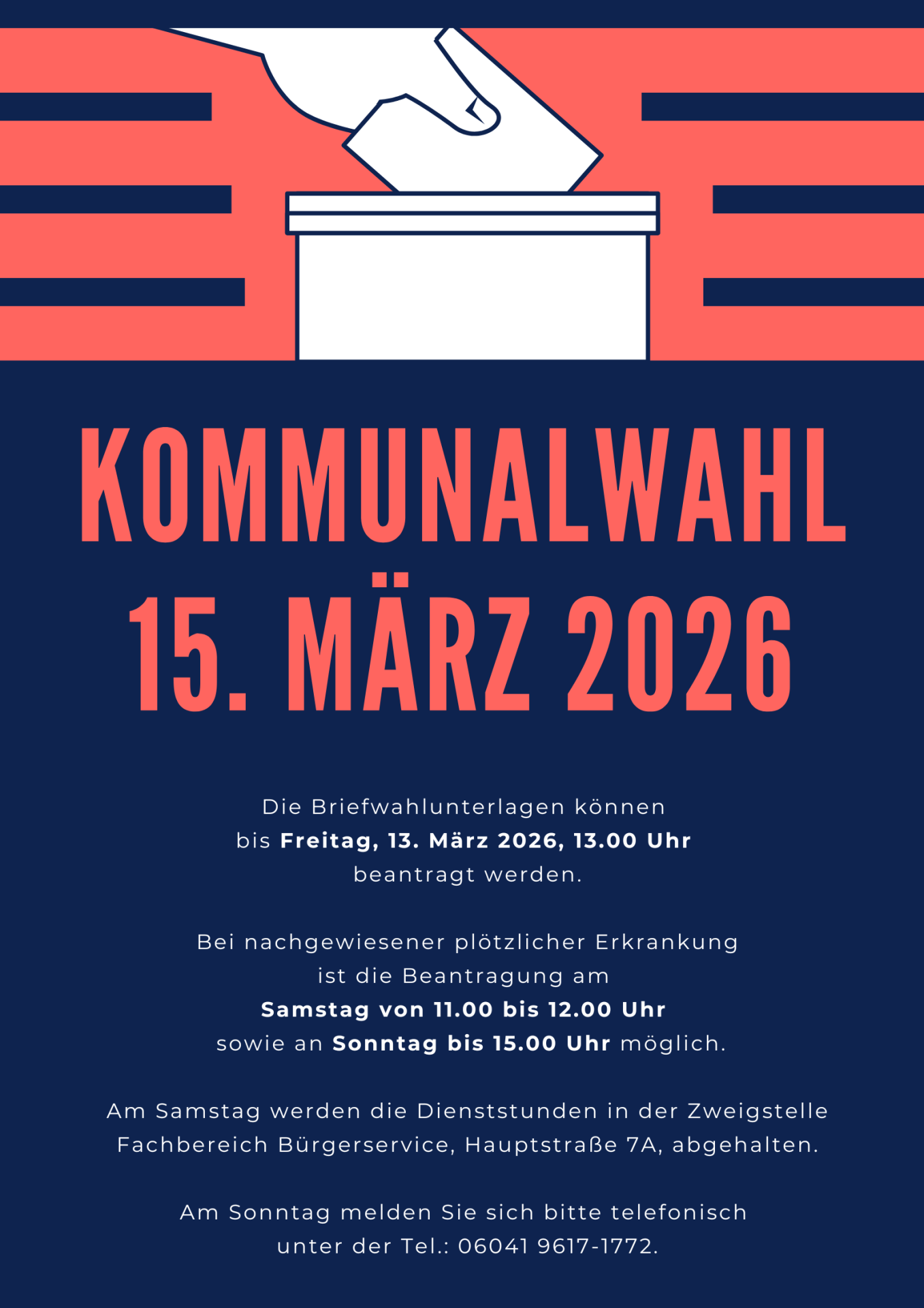 Flyer Erreichbarkeit Briefwahl 